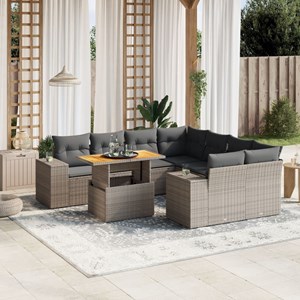 Maison exclusive - salon de jardin 9 pcs avec coussins gris résine tressée