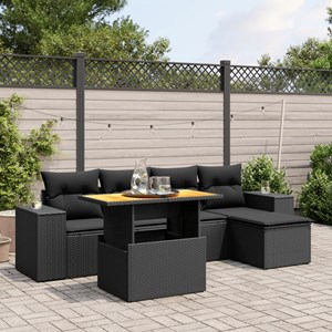 Maison exclusive - salon de jardin 6 pcs avec coussins noir résine tressée