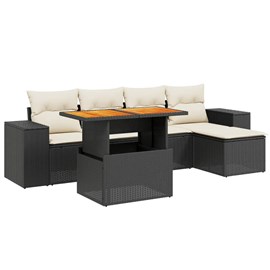 Maison exclusive - salon de jardin 6 pcs avec coussins noir résine tressée
