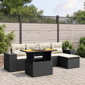 Maison exclusive - salon de jardin 6 pcs avec coussins noir résine tressée