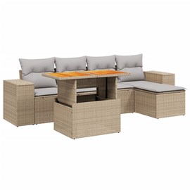 Maison exclusive - salon de jardin avec coussins 6 pcs beige résine tressée