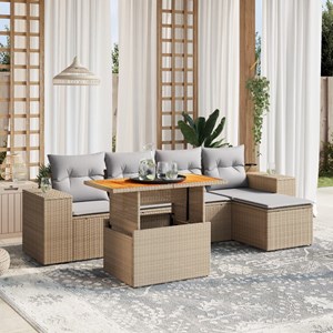 Maison exclusive - salon de jardin avec coussins 6 pcs beige résine tressée