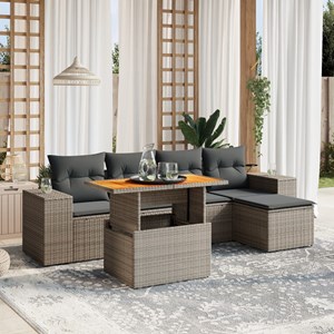 Maison exclusive - salon de jardin 6 pcs avec coussins gris résine tressée