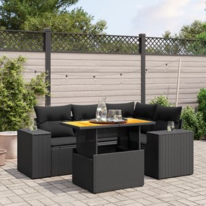Maison exclusive - salon de jardin 5 pcs avec coussins noir résine tressée
