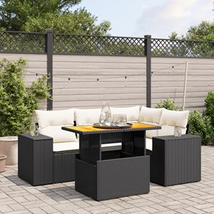 Maison exclusive - salon de jardin 5 pcs avec coussins noir résine tressée