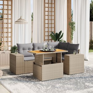 Maison exclusive - salon de jardin avec coussins 5 pcs beige résine tressée