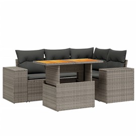 Maison exclusive - salon de jardin 5 pcs avec coussins gris résine tressée