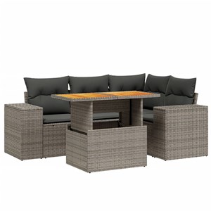 Maison exclusive - salon de jardin 5 pcs avec coussins gris résine tressée