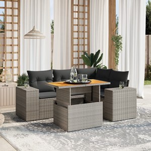 Maison exclusive - salon de jardin 5 pcs avec coussins gris résine tressée