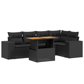 Maison exclusive - salon de jardin 6 pcs avec coussins noir résine tressée
