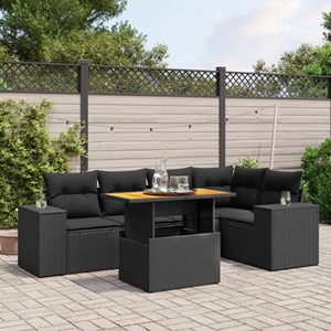 Maison exclusive - salon de jardin 6 pcs avec coussins noir résine tressée