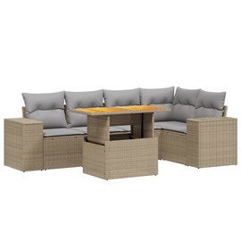 Maison exclusive - salon de jardin avec coussins 6 pcs beige résine tressée