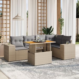 Maison exclusive - salon de jardin avec coussins 6 pcs beige résine tressée