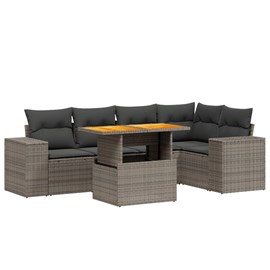 Maison exclusive - salon de jardin 6 pcs avec coussins gris résine tressée