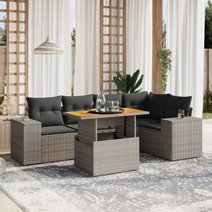 Maison exclusive - salon de jardin 6 pcs avec coussins gris résine tressée