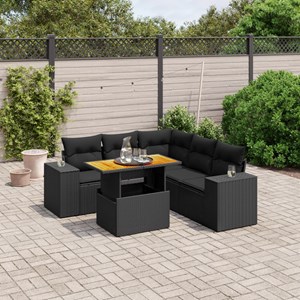 Maison exclusive - salon de jardin 6 pcs avec coussins noir résine tressée