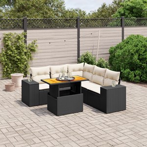 Maison exclusive - salon de jardin 6 pcs avec coussins noir résine tressée
