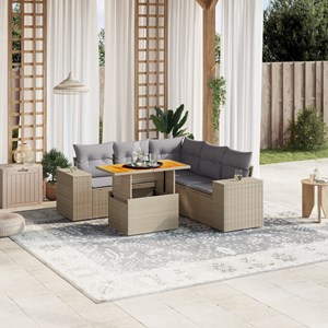 Maison exclusive - salon de jardin avec coussins 6 pcs beige résine tressée