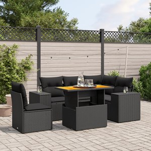 Maison exclusive - salon de jardin 6 pcs avec coussins noir résine tressée