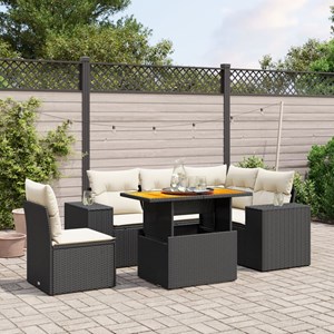 Maison exclusive - salon de jardin 6 pcs avec coussins noir résine tressée