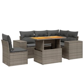 Maison exclusive - salon de jardin 6 pcs avec coussins gris résine tressée