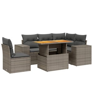 Maison exclusive - salon de jardin 6 pcs avec coussins gris résine tressée