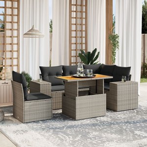 Maison exclusive - salon de jardin 6 pcs avec coussins gris résine tressée