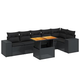 Maison exclusive - salon de jardin 7 pcs avec coussins noir résine tressée