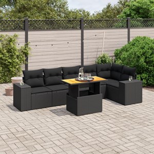 Maison exclusive - salon de jardin 7 pcs avec coussins noir résine tressée