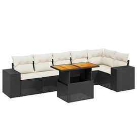 Maison exclusive - salon de jardin 7 pcs avec coussins noir résine tressée