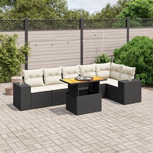 Maison exclusive - salon de jardin 7 pcs avec coussins noir résine tressée