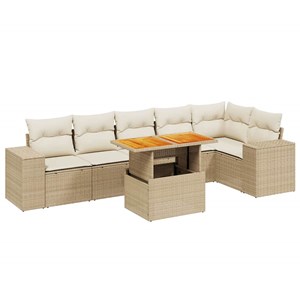 Maison exclusive - salon de jardin avec coussins 7 pcs beige résine tressée