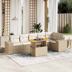 Maison exclusive - salon de jardin avec coussins 7 pcs beige résine tressée