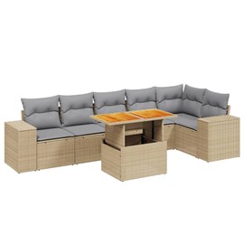 Maison exclusive - salon de jardin avec coussins 7 pcs beige résine tressée