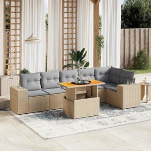 Maison exclusive - salon de jardin avec coussins 7 pcs beige résine tressée