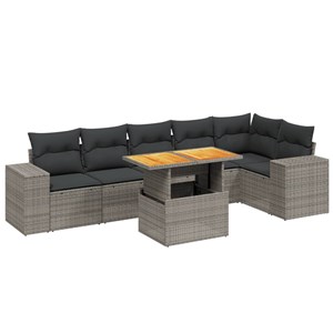 Maison exclusive - salon de jardin avec coussins 7 pcs gris résine tressée