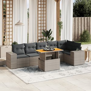 Maison exclusive - salon de jardin avec coussins 7 pcs gris résine tressée