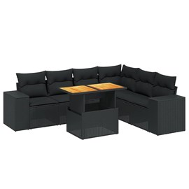 Maison exclusive - salon de jardin 7 pcs avec coussins noir résine tressée