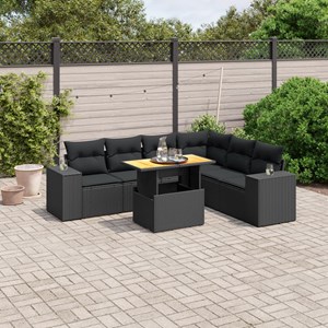 Maison exclusive - salon de jardin 7 pcs avec coussins noir résine tressée