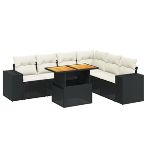 Maison exclusive - salon de jardin 7 pcs avec coussins noir résine tressée