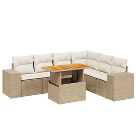 Maison exclusive - salon de jardin avec coussins 7 pcs beige résine tressée