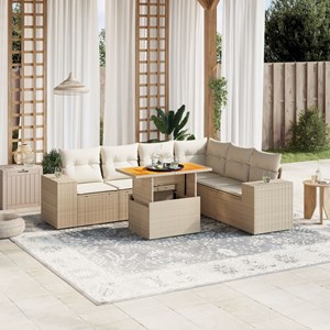 Maison exclusive - salon de jardin avec coussins 7 pcs beige résine tressée
