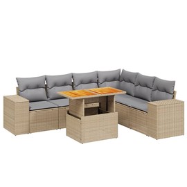 Maison exclusive - salon de jardin avec coussins 7 pcs beige résine tressée