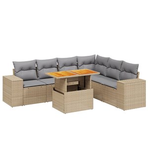 Maison exclusive - salon de jardin avec coussins 7 pcs beige résine tressée