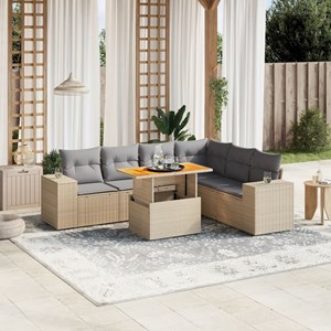Maison exclusive - salon de jardin avec coussins 7 pcs beige résine tressée