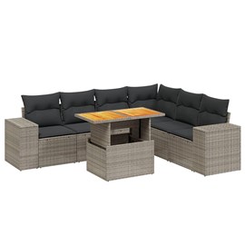 Maison exclusive - salon de jardin avec coussins 7 pcs gris résine tressée