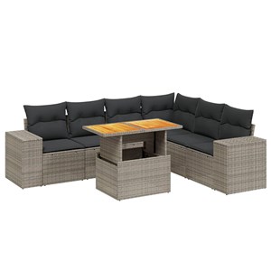 Maison exclusive - salon de jardin avec coussins 7 pcs gris résine tressée