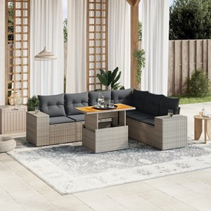 Maison exclusive - salon de jardin avec coussins 7 pcs gris résine tressée