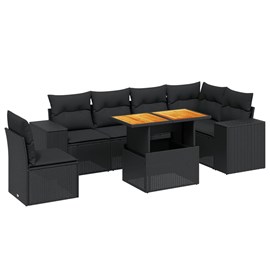 Maison exclusive - salon de jardin 7 pcs avec coussins noir résine tressée