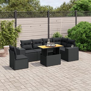 Maison exclusive - salon de jardin 7 pcs avec coussins noir résine tressée